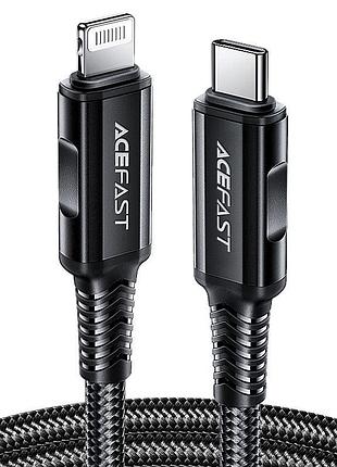 Кабель acefast c4-01 type-c to ip 3a, 30w, 1.8m, nylon, zinc connectors, black