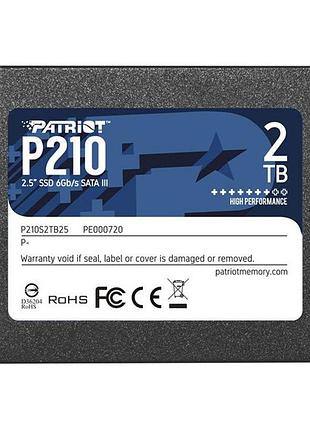 Накопичувач ssd patriot p210 2tb 2.5" 7mm sataiii 3d qlc
