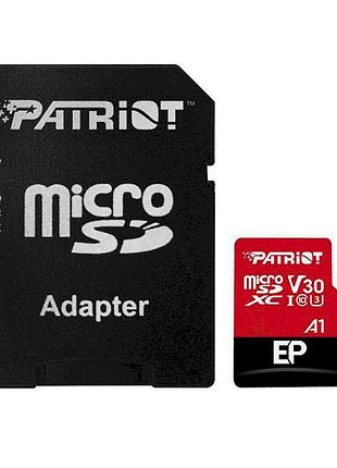 Карта памяти microsdxc (uhs-1 u3) patriot ep series 1тb class 10 v30 (r-100mb/s, w-80mb/s) (adapter sd)