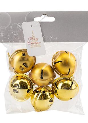 Набір ялинкових іграшок "золоті дзвіночки" (6 шт), 4 см elisey
