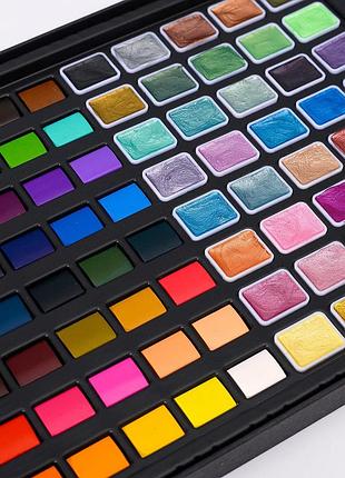 Набор акварельных красок металлика 88 цветов, краски с металлическим отливом на водной основе