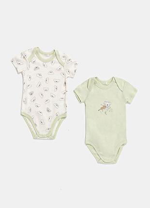 Дитячі боді united colors of benetton, бавовняні, короткий рукав, 2 шт.