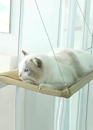 Підвісне віконне ліжечко для кота resteq 55×35 см — гамак на вікно, лежак для кота, спальне місце на присосках