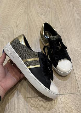 Кеди michael kors чорні золоті з металізованими вставками 36 розмір