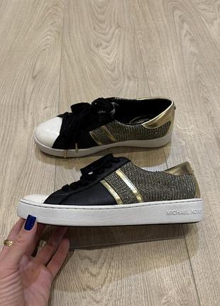Кеди michael kors чорні золоті з металізованими вставками 36 розмір
