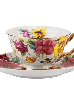 Порцелянова кружка з блюдцем “vintage bloom”, 200 мл elisey