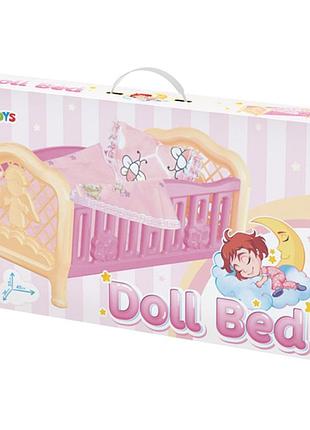 Кроватка для куклы розовая технок 4494txk(pink) 45х26х24 см
