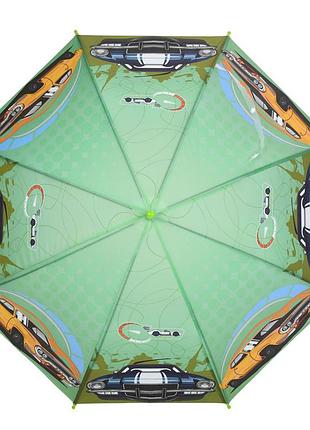 Детский зонтик "машины" mk 5798(green) трость 60,5 см, диаметр 83 см