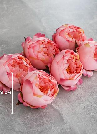 Головка пионообразной розы, розовая, 9 см elisey