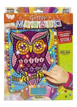 Креативное творчество "блестящая мозаика: owl" бм-02-08, 20.6х26 см
