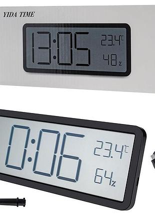 Часы с термометром и гигрометром, yida time 106, 20.2х2х8, black