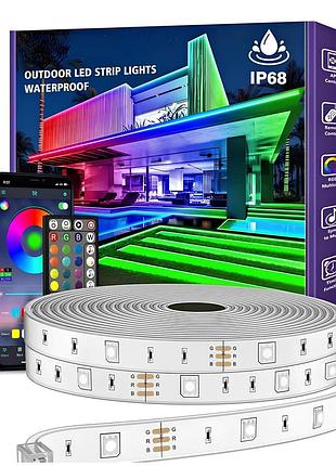 Уличная светодиодная лента rgb 30 м ip68, водонепроницаемая с управлением по bluetooth и пультом, музыкальная подсветка для сада,