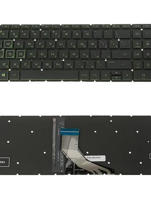 Клавиатура для ноутбука hp (15-cx, 15-ec) rus, black, без фрейма, подсветка клавиш green (оригинал)