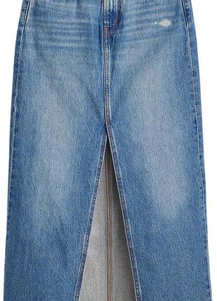 Нова оригінальна довга з розрізом джинсова спідниця levi's premium ankle column 33 usa 🇺🇸