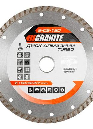 Диск алмазний granite 180 мм турбо (9-02-180)