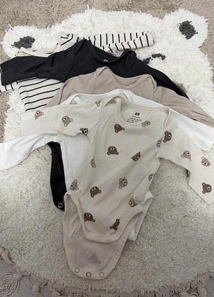 Боді  h&m з довгим рукавом, набір 5 шт, різнокольоровий