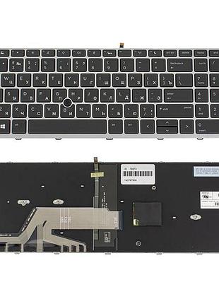Клавиатура для ноутбука hp (probook: 450 g5, 455 g5) rus, black, silver frame, подсветка клавиш, с джойстиком (оригинал)