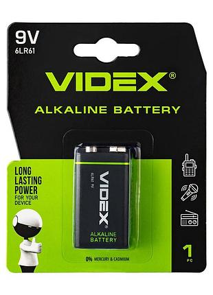 Батарейка щелочная videx 6lr61/9v (крона) 1шт blister 6lr61/9v/b