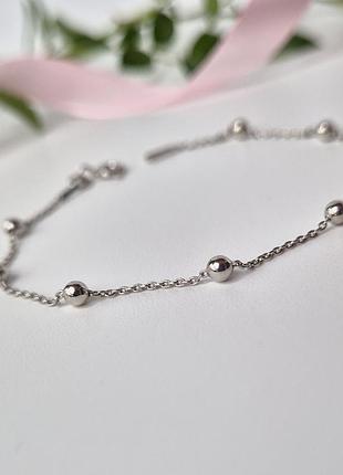 Срібний браслет якір із кульками 17 см срібло 925 проби родоване mrs030б 1.22г