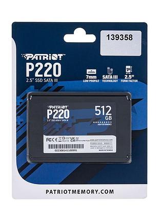 Жорсткий диск 2.5" ssd 512b patriot p220 series, p220s512g25