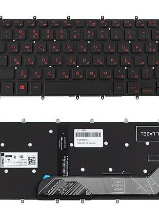 Клавіатура для ноутбука dell (inspiron: 5378), rus, black, без фрейма, підсвічування клавіш(red), оригінал