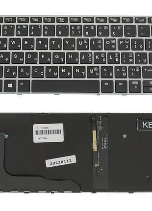 Клавиатура для ноутбука hp (elitebook: 820 g3) rus, black, silver frame, без джойстика, подсветка клавиш