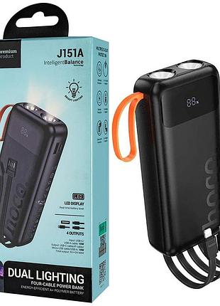 Універсальна мобільна батарея hoco j151a spirit, с фонариком, 20000mah, black (6942007653374)