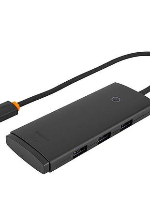 Usb hub baseus lite series 4-port usb-a hub adapter (usb-a to usb 3.0*4) 25cm black (wkqx030001)