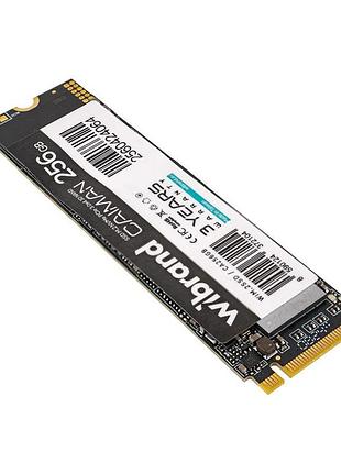Жорсткий диск m.2 2280 ssd 256gb wibrand caiman, nvme, pci express 3.0x4, 3d nand tlc, зап/чт. 1000/2000мб/с (wim.2ssd/ca256gb)