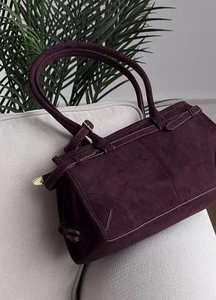 Сумка женская prada bonnie medium suede shoulder bag через плечо темно-бордовый замша прада