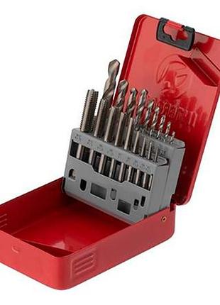 Набор метчиков и сверл intertool m3 x 4 x 5 x 6 x 7 x 8 x 9 x 10 x12 (18ед) (sd-8100)