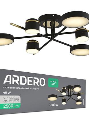 Світлодіодна люстра ardero al6122ard storia 45вт чорний золото