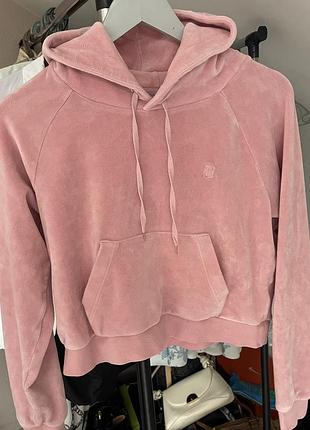 Укорочене велюрове худі juicy couture із кристалами