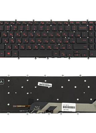 Клавиатура для ноутбука dell (inspiron: 7566, 7567) rus, black, без фрейма, подсветка клавиш red