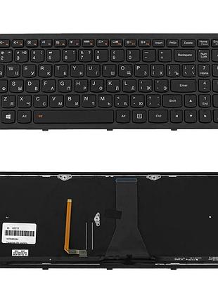Клавиатура для ноутбука lenovo (flex 15, flex 15d, g500s, g505s, s510p) rus, black, black frame, подсветка клавиш