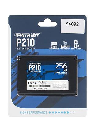 Жорсткий диск 2.5 ssd 256gb patriot p210 series, p210s256g25, tlc 3d, sata-iii 6gb/s, зап/чит. - 400/500мб/с