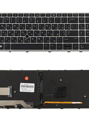 Клавіатура для ноутбука hp (elitebook: 750 g5, 850 g5) ukr, black, silver frame, з джойстиком, підсвічування клавіш