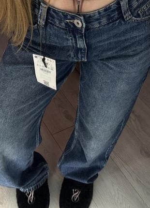 Мішкуваті джинси bershka baggy barrel із низькою-середньою посадкою, беггі баггі джинси, скейтери джинси, темно сині джинси
