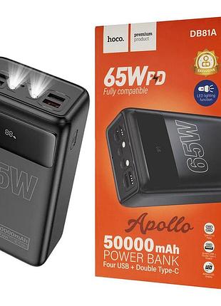 Універсальна мобільна батарея hoco db81a apollo, pd65w, 50000mah, black (6942007637756)