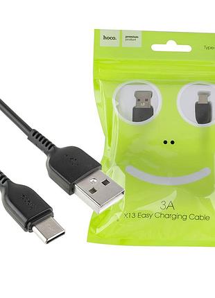 Кабель hoco x13 usb to type-c, черный, 3a (6957531061182)