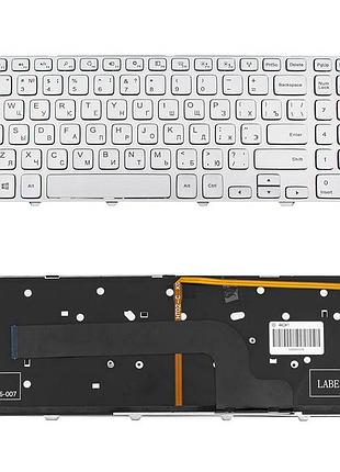 Клавиатура для ноутбука dell (inspiron: 7537) rus, silver, подсветка клавиш, с фреймом