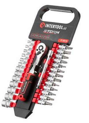 Набор инструмента на планке intertool 1/4" x 28 ед. storm (et-8018)