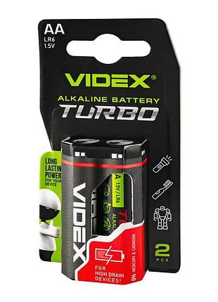 Батарейка щелочная videx lr6/aa turbo 2шт blister lr6t/aa/1.5v