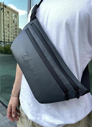 Бананка із шкірозамінника сіра zara #