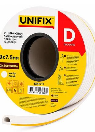 Ущільнювач гумовий unifix d 9 x 7.5 мм x 100 м білий (699711)