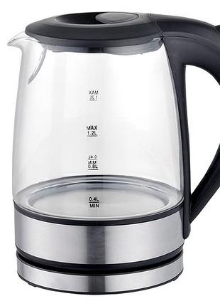 Електрочайник скляний maestro 1.2л чорний (mr-062-black)