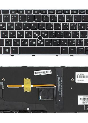 Клавиатура для ноутбука hp (elitebook: 820 g3) rus, black, подсветка клавиш, silver frame, с джойстиком