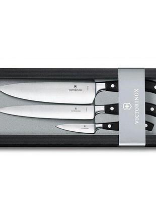 Набор кухонных ножей victorinox grand maître chef's set 7.7243.3, 3 шт, лезвия 20, 20 и 8 см, кованая нержавеющая сталь, черные