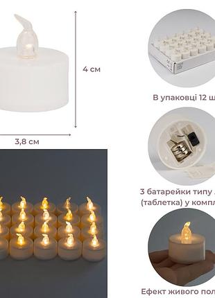 Светодиодная свеча (led), белая, 4 см elisey