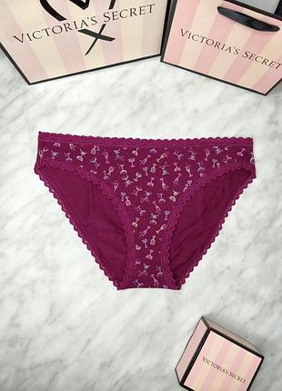 Стрейч-бавовняні трусики-бікіні з мереживною обробкою. victoria's secret. оригінал 🇺🇸